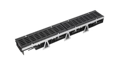 Drainage channels with grates. Ecoteck HEAVY Е-600 100 Series in assembly