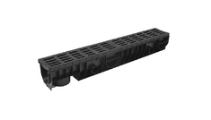 Set Ecoteck MEDIUM:draindge channel 100.125 h145 -plastic, plastic grating (black),cl.B125