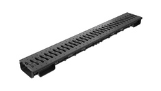 Set Ecoteck LITE:drainage channel 100 h56 -plastic, plastic grating (black),cl.A15 